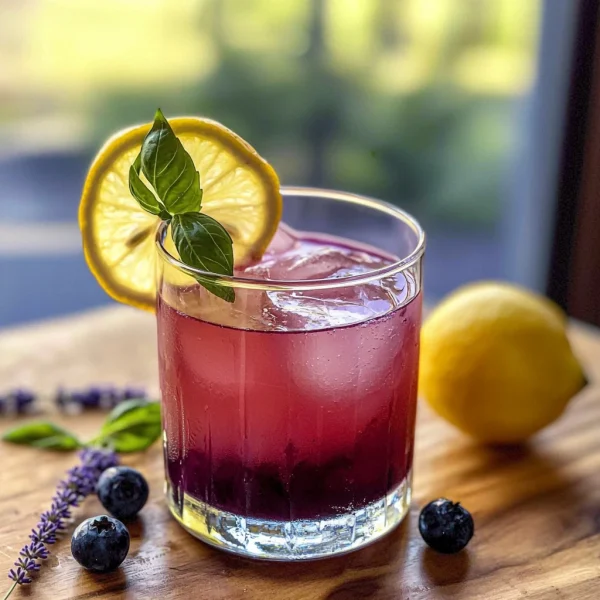 Blueberry Basil Lemon Lavender Mocktail