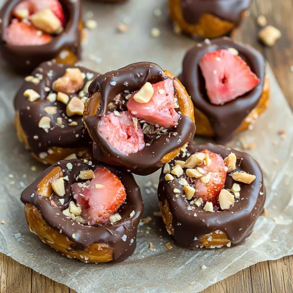Chocolate Dipped Strawberry Yogurt Pretzel Bites