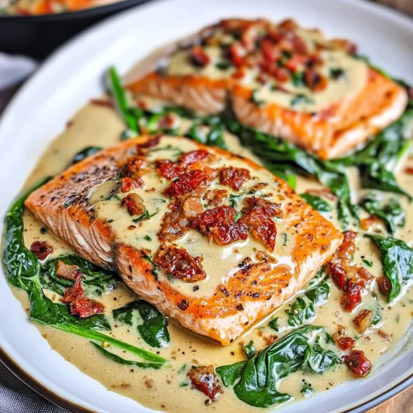 Creamy Keto Tuscan Salmon