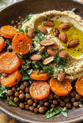 Delicious Roasted Carrot and Lentil Salad with Hummus Recipe