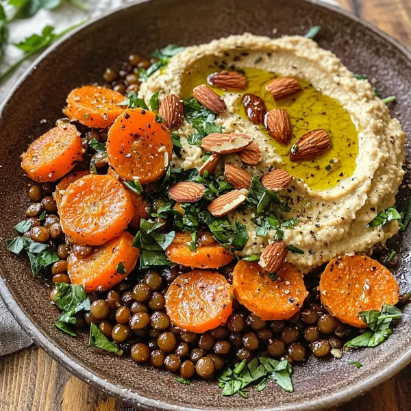 Delicious Roasted Carrot and Lentil Salad with Hummus Recipe