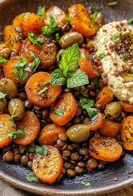 Delicious Roasted Carrots and Lentil Salad with Hummus Recipe
