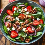 Delicious Spinach Strawberry Salad with Pecans and Feta Recipe