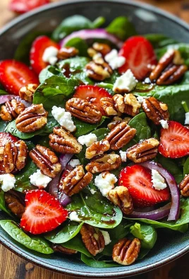 Delicious Spinach Strawberry Salad with Pecans and Feta Recipe