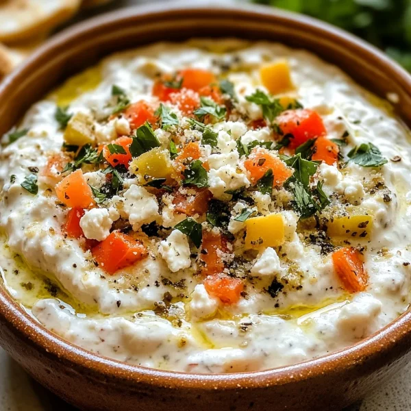 High Protein Cottage Cheese Giardiniera Dip