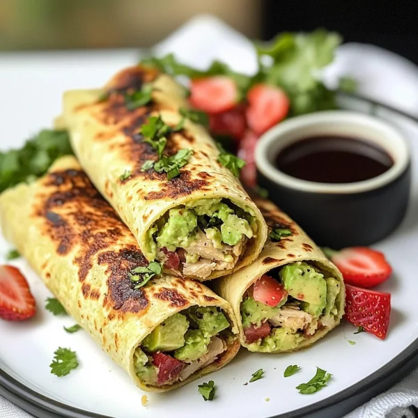 Keto Avocado Chicken Strawberry Salad Rollups
