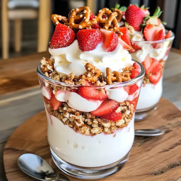 Low Carb Strawberry Pretzel Parfait