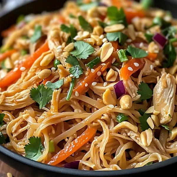 Quick and Easy Thai Peanut Noodles with Rotisserie Chicken