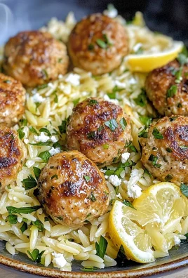 Savory Greek Chicken Meatballs with Zesty Lemon Orzo