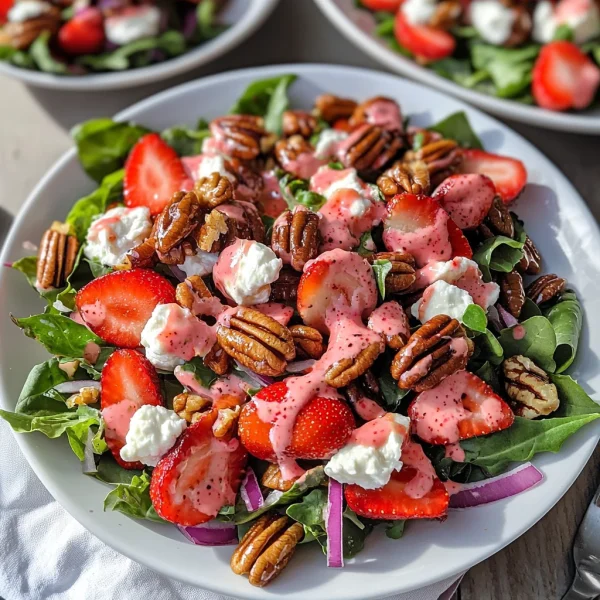 Strawberry & Goat Cheese Salad With Candied Pecans
