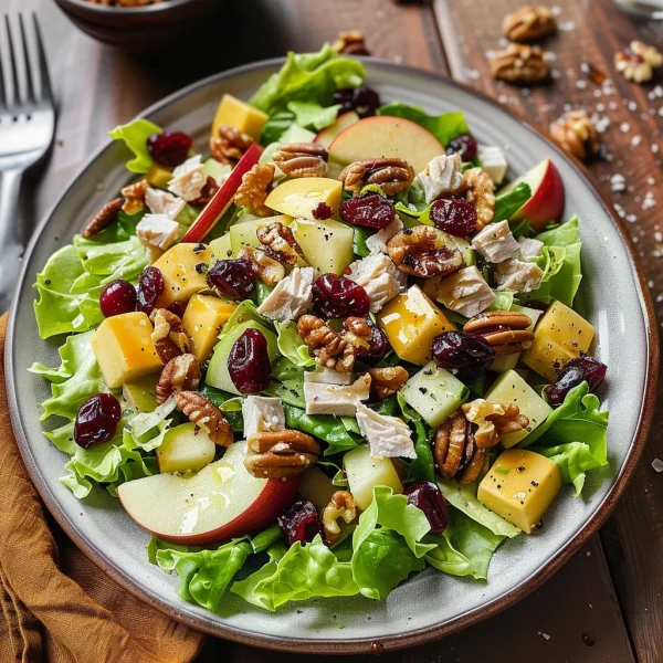 Apple Cranberry Salad with Turkey and Apple Cider Vinaigrette Recipe
