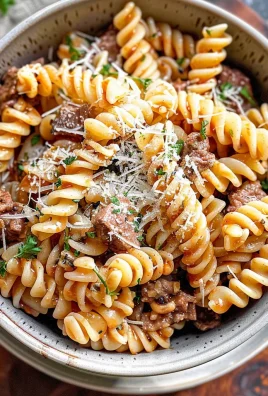 Beef and Rotini in Garlic Parmesan Sauce