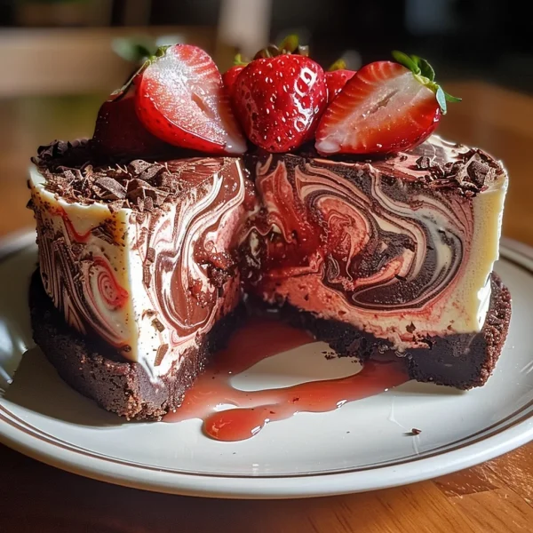 Chocolate Strawberry Swirl Cheesecake