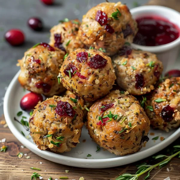 Festive Cranberry Turkey Stuffing Balls