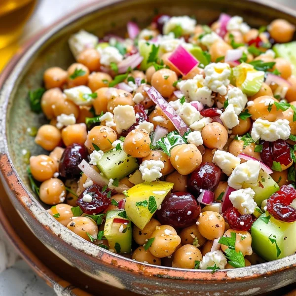 Feta & Cranberry Chickpeas with Lemon Vinaigrette