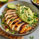 Grilled Chicken Quinoa Bowls with Avocado Sauce Delight!