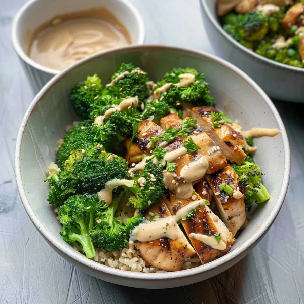 Grilled Chicken & Broccoli Bowls With Creamy Garlic Sauce Delight Your Taste Buds!
