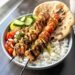 Mediterranean Bowl with Grilled Chicken Tawook Skewers