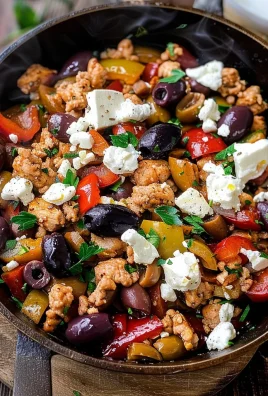 Mediterranean Keto Ground Chicken Skillet with Olives and Feta