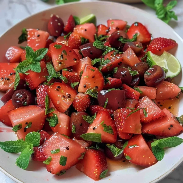 Strawberry Watermelon Salad with Honey-Lime Vinaigrette