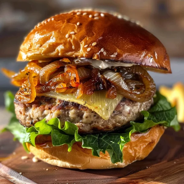 Turkey Burgers with Caramelized Onions and Aioli