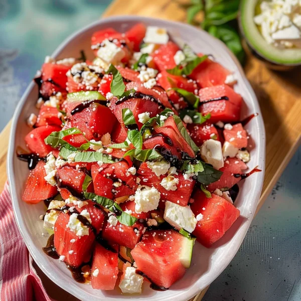 Watermelon Basil Feta Salad