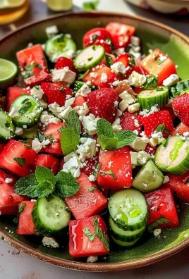 Watermelon Cucumber Salad with Strawberries and Feta