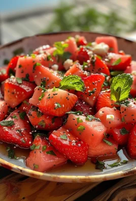 Watermelon Salad With Strawberries & Honey Lime Dressing