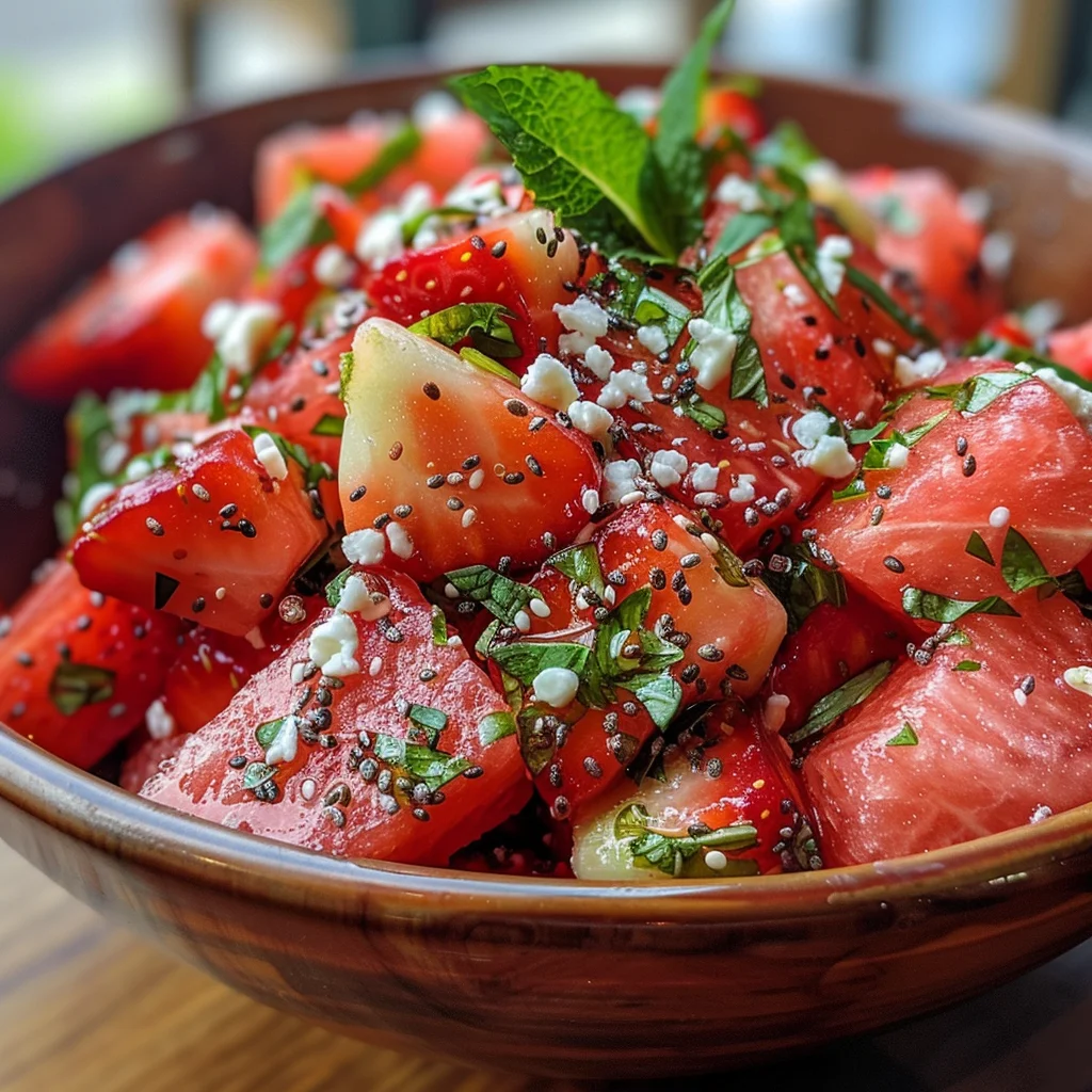 Watermelon Salad With Strawberries & Honey Lime Dressing image 4