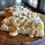 White Chocolate Macadamia Scones with Browned Butter Glaze