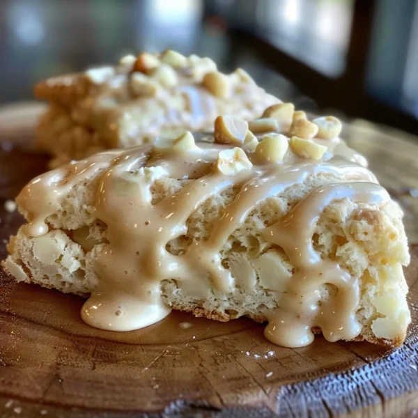 White Chocolate Macadamia Scones with Browned Butter Glaze