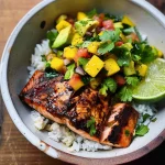 BBQ Salmon Bowls with Mango Avocado Salsa