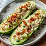 Bacon Ranch Chicken Salad Cucumber Boats