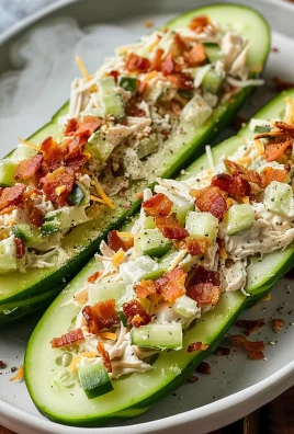 Bacon Ranch Chicken Salad Cucumber Boats