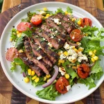 Balsamic Steak Gorgonzola Salad with Grilled Corn
