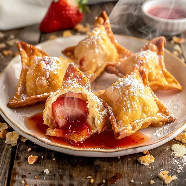 Deep-Fried Strawberry Cheesecake Stuffed Wonton Bites: Irresistibly Crispy!