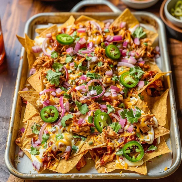 Easy Sheet Pan BBQ Chicken Nachos