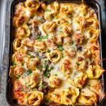 Golden Cheese Steak Tortellini Casserole