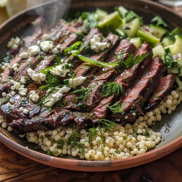 Grilled Skirt Steak with Lemon Herb Couscous Salad