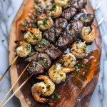 Grilled Steak and Shrimp Skewers with Garlic Butter
