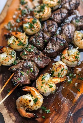 Grilled Steak and Shrimp Skewers with Garlic Butter