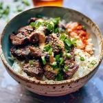 Korean BBQ Steak Rice Bowls with Spicy Cream Sauce