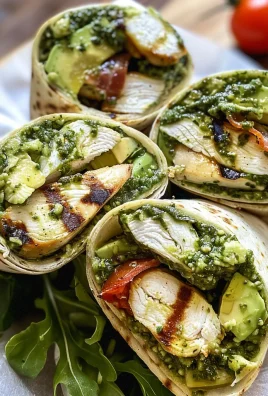 Pesto Chicken and Avocado Bacon Salad Wraps