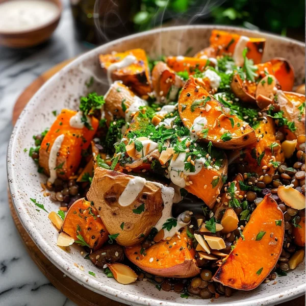 Roasted Sweet Potato Salad with Lentils