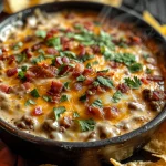 Sizzling Bacon Cheeseburger Queso Dip