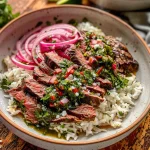Skirt Steak Rice Bowls with Chimichurri Sauce