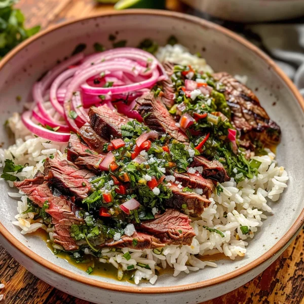 Skirt Steak Rice Bowls with Chimichurri Sauce