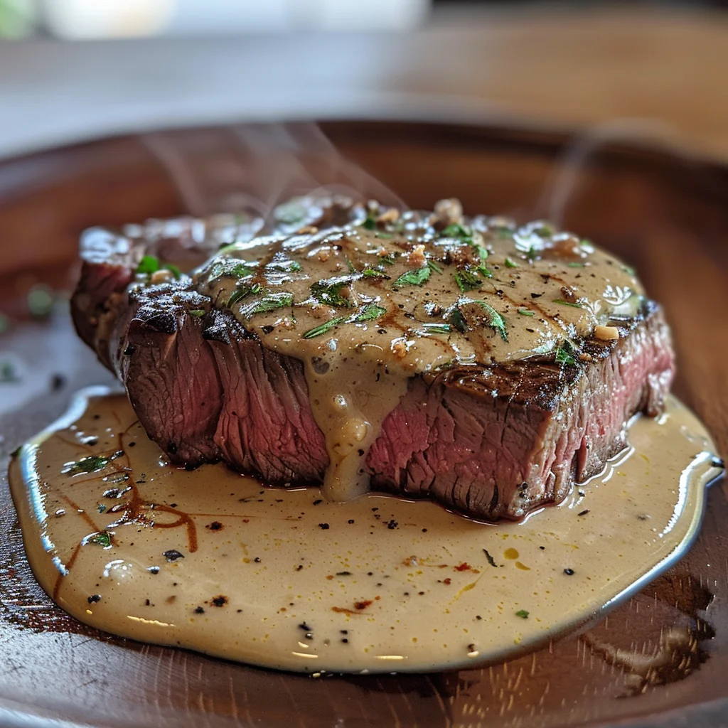 Steak With Haunted Bourbon Garlic Cream Sauce image 2