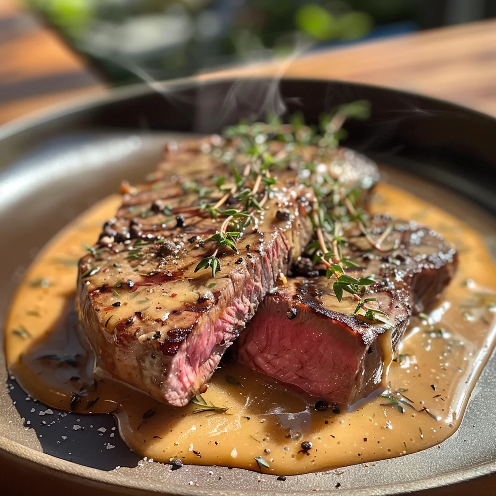 Steak With Haunted Bourbon Garlic Cream Sauce image 3