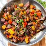 Whole30 Steak Bites with Sweet Potatoes and Peppers
